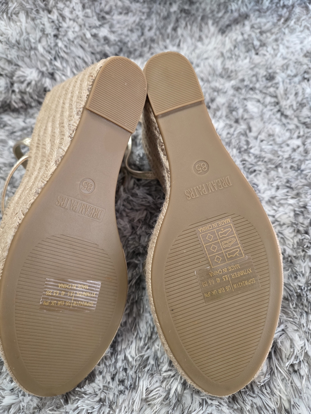 Dream Pairs Beige Espadrille Wedge Sandals with Ankle Tie